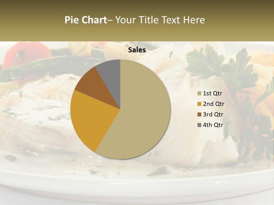 A White Plate Topped With Fish And Vegetables PowerPoint Template