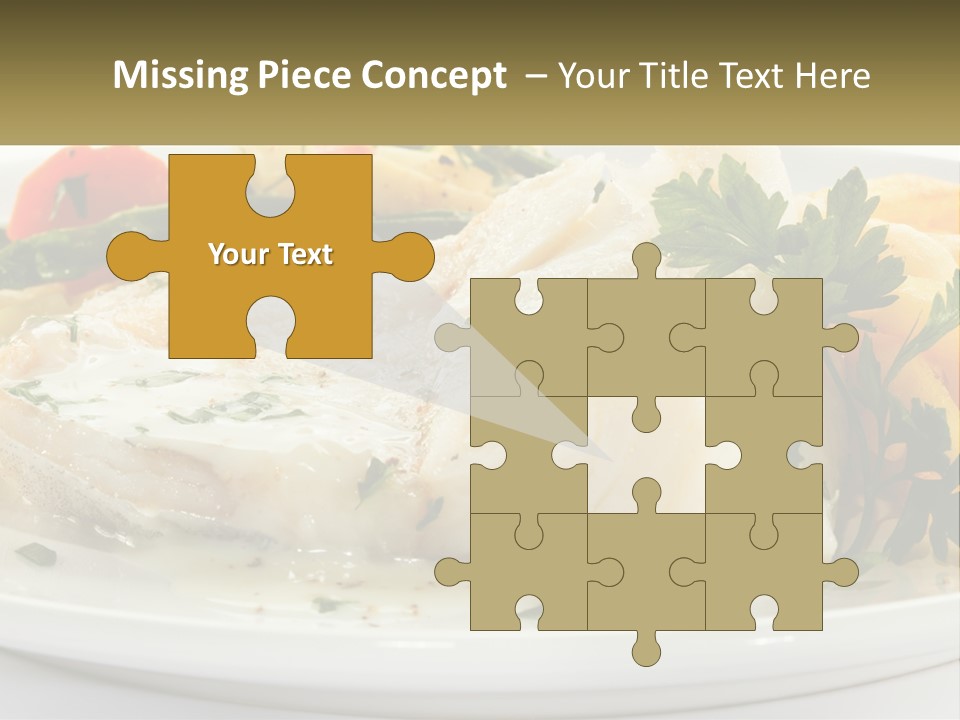 A White Plate Topped With Fish And Vegetables PowerPoint Template