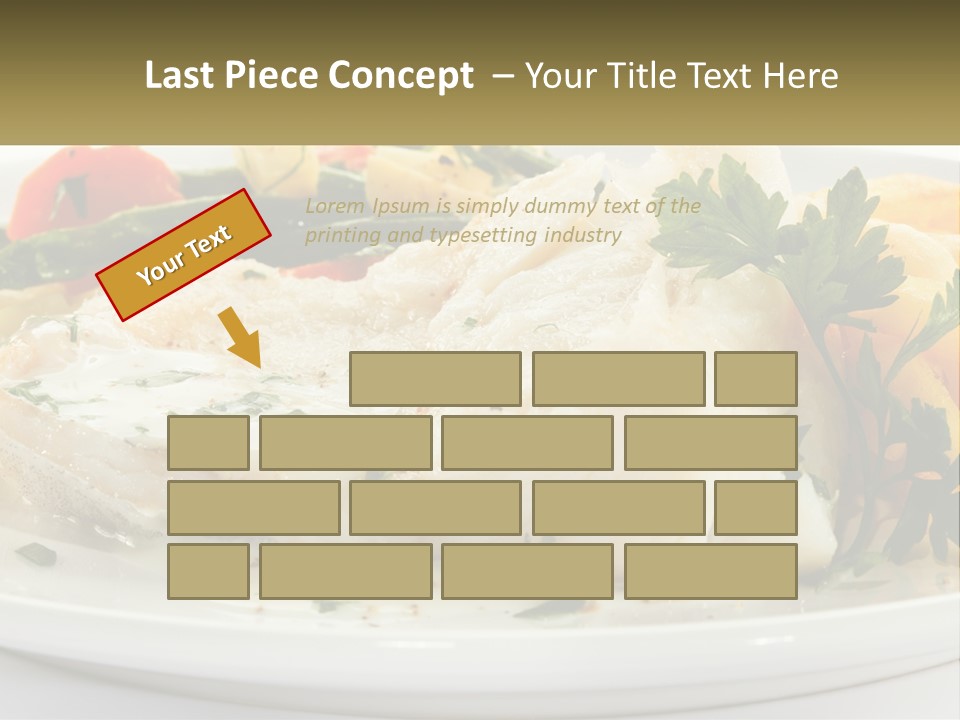 A White Plate Topped With Fish And Vegetables PowerPoint Template