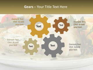 A White Plate Topped With Fish And Vegetables PowerPoint Template