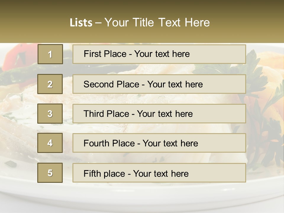 A White Plate Topped With Fish And Vegetables PowerPoint Template