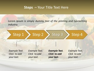 A White Plate Topped With Fish And Vegetables PowerPoint Template