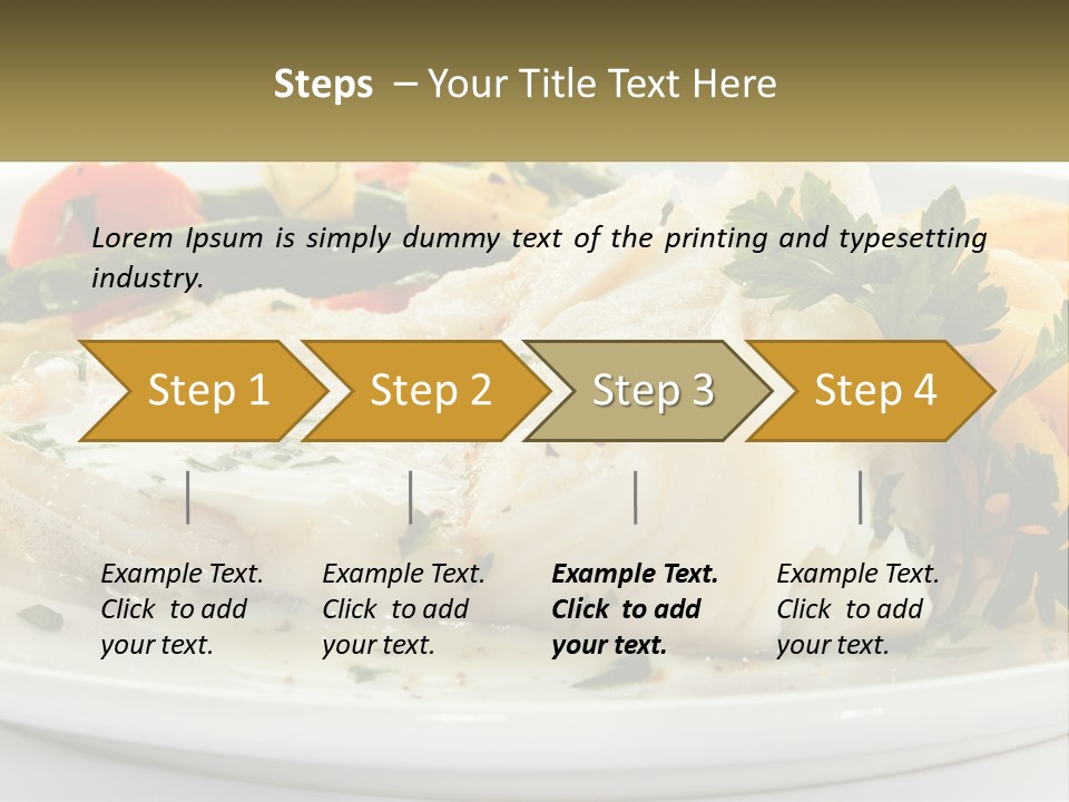 A White Plate Topped With Fish And Vegetables PowerPoint Template