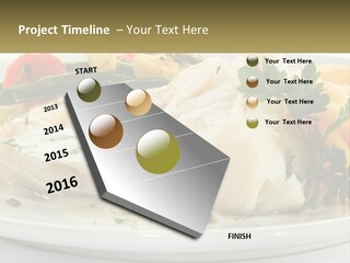A White Plate Topped With Fish And Vegetables PowerPoint Template
