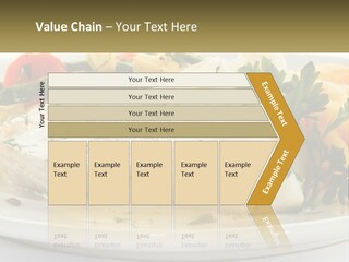 A White Plate Topped With Fish And Vegetables PowerPoint Template