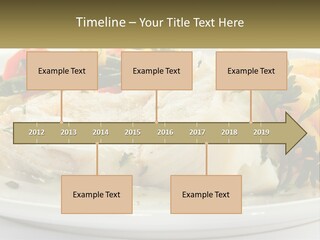 A White Plate Topped With Fish And Vegetables PowerPoint Template
