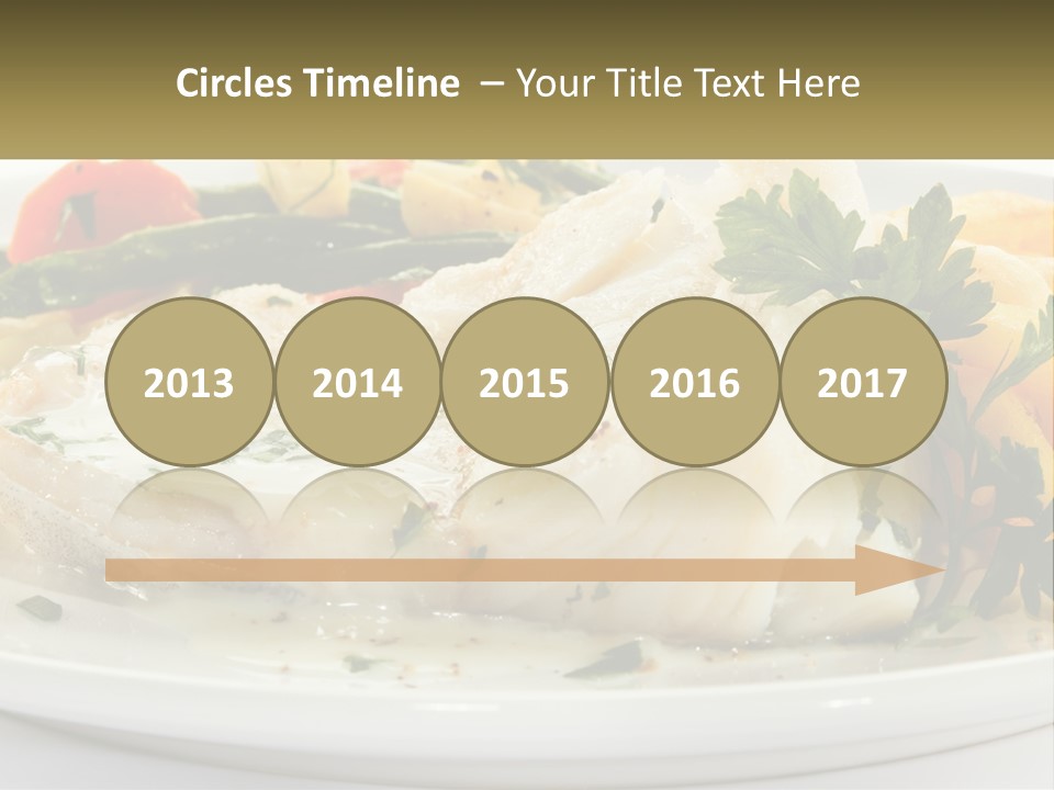 A White Plate Topped With Fish And Vegetables PowerPoint Template