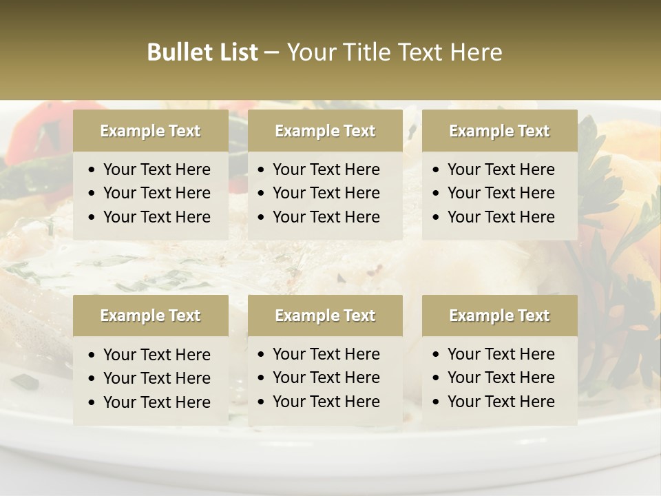 A White Plate Topped With Fish And Vegetables PowerPoint Template