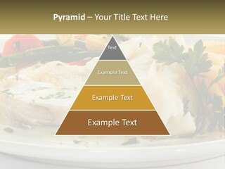A White Plate Topped With Fish And Vegetables PowerPoint Template