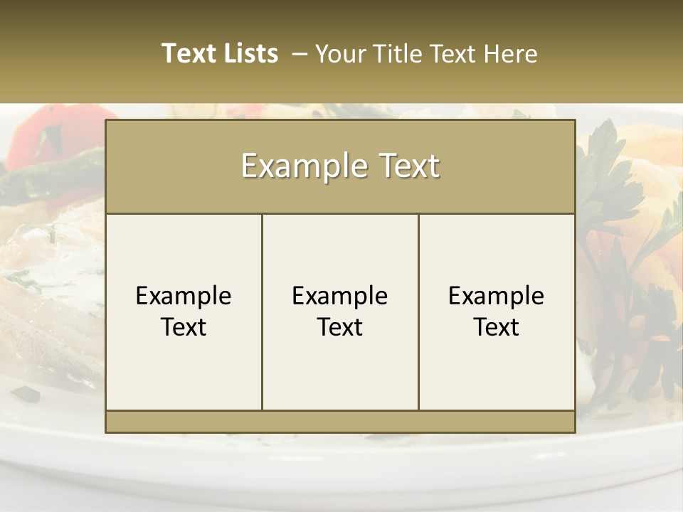 A White Plate Topped With Fish And Vegetables PowerPoint Template