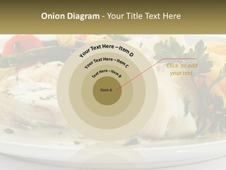 A White Plate Topped With Fish And Vegetables PowerPoint Template