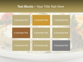 A White Plate Topped With Fish And Vegetables PowerPoint Template