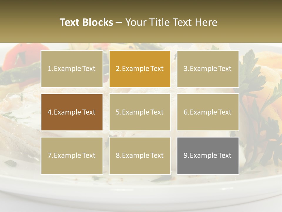 A White Plate Topped With Fish And Vegetables PowerPoint Template