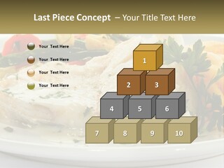 A White Plate Topped With Fish And Vegetables PowerPoint Template