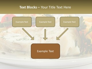A White Plate Topped With Fish And Vegetables PowerPoint Template