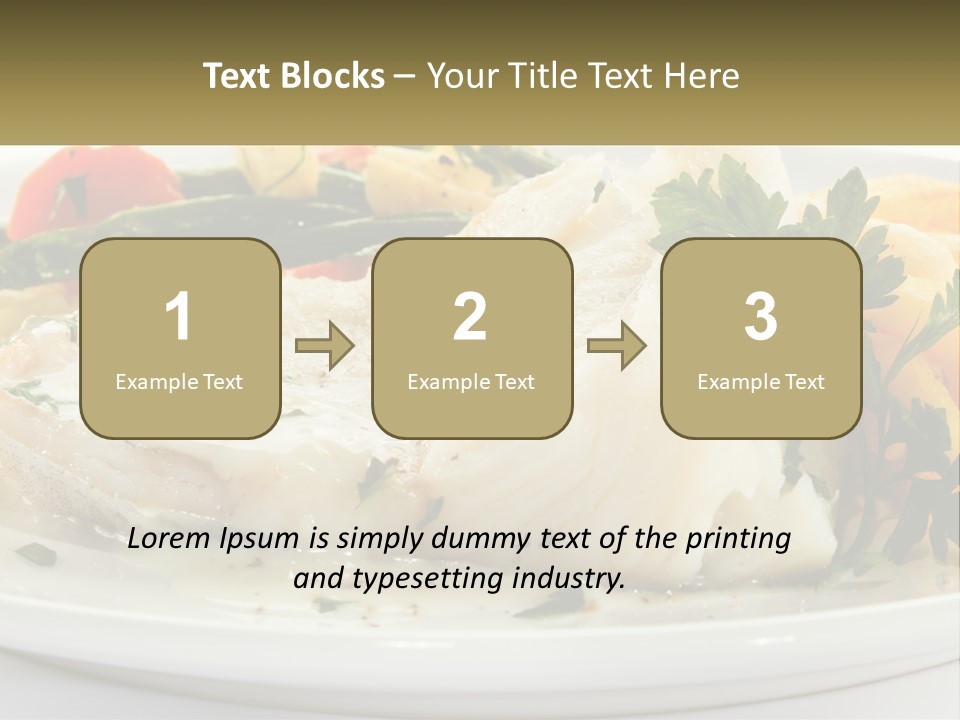 A White Plate Topped With Fish And Vegetables PowerPoint Template