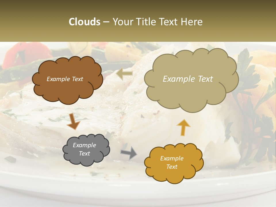 A White Plate Topped With Fish And Vegetables PowerPoint Template