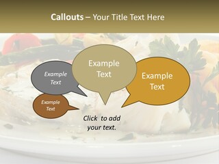 A White Plate Topped With Fish And Vegetables PowerPoint Template