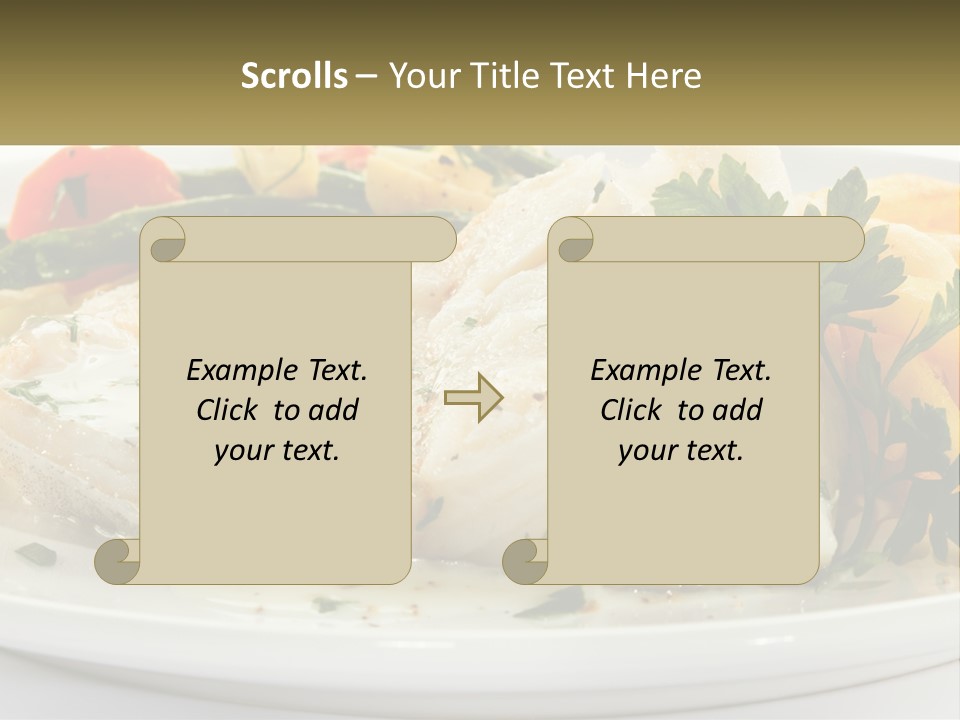 A White Plate Topped With Fish And Vegetables PowerPoint Template