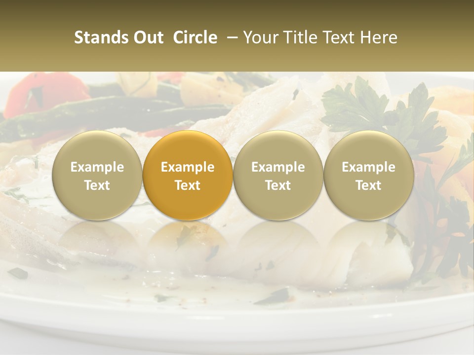 A White Plate Topped With Fish And Vegetables PowerPoint Template