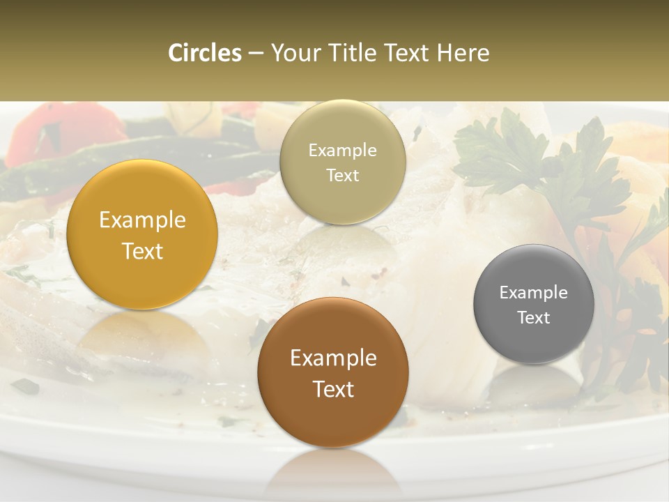 A White Plate Topped With Fish And Vegetables PowerPoint Template