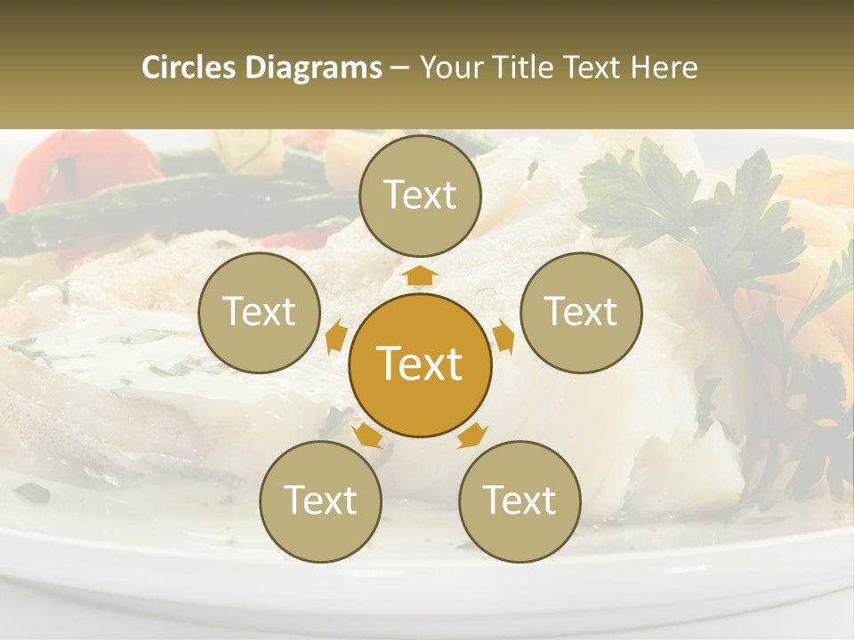 A White Plate Topped With Fish And Vegetables PowerPoint Template