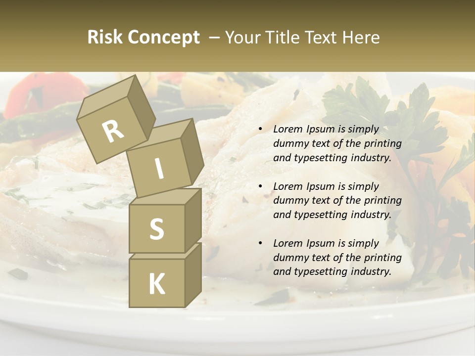 A White Plate Topped With Fish And Vegetables PowerPoint Template