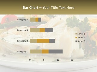 A White Plate Topped With Fish And Vegetables PowerPoint Template