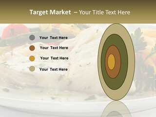 A White Plate Topped With Fish And Vegetables PowerPoint Template