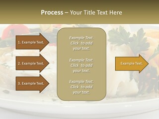 A White Plate Topped With Fish And Vegetables PowerPoint Template