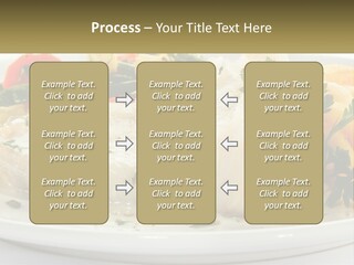 A White Plate Topped With Fish And Vegetables PowerPoint Template