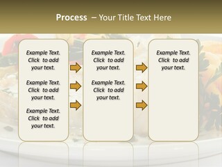 A White Plate Topped With Fish And Vegetables PowerPoint Template