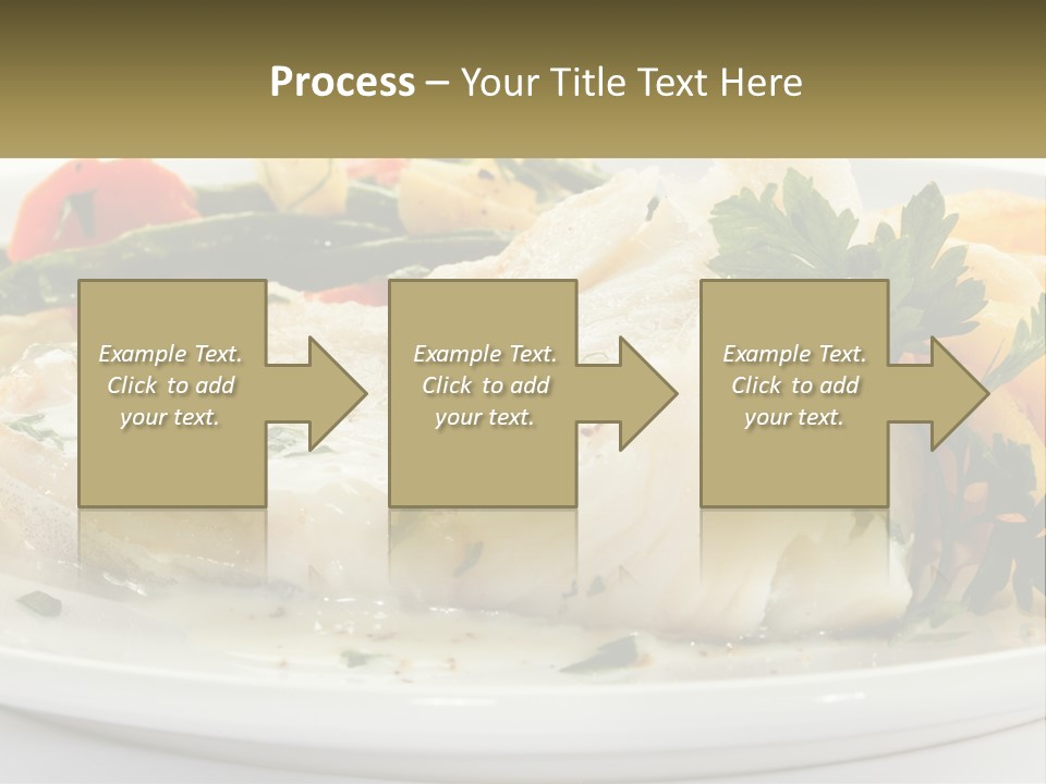 A White Plate Topped With Fish And Vegetables PowerPoint Template