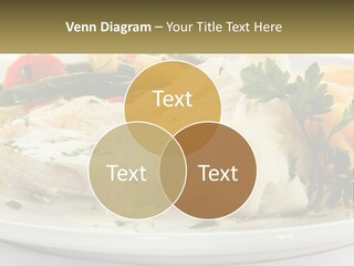 A White Plate Topped With Fish And Vegetables PowerPoint Template