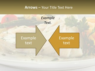 A White Plate Topped With Fish And Vegetables PowerPoint Template