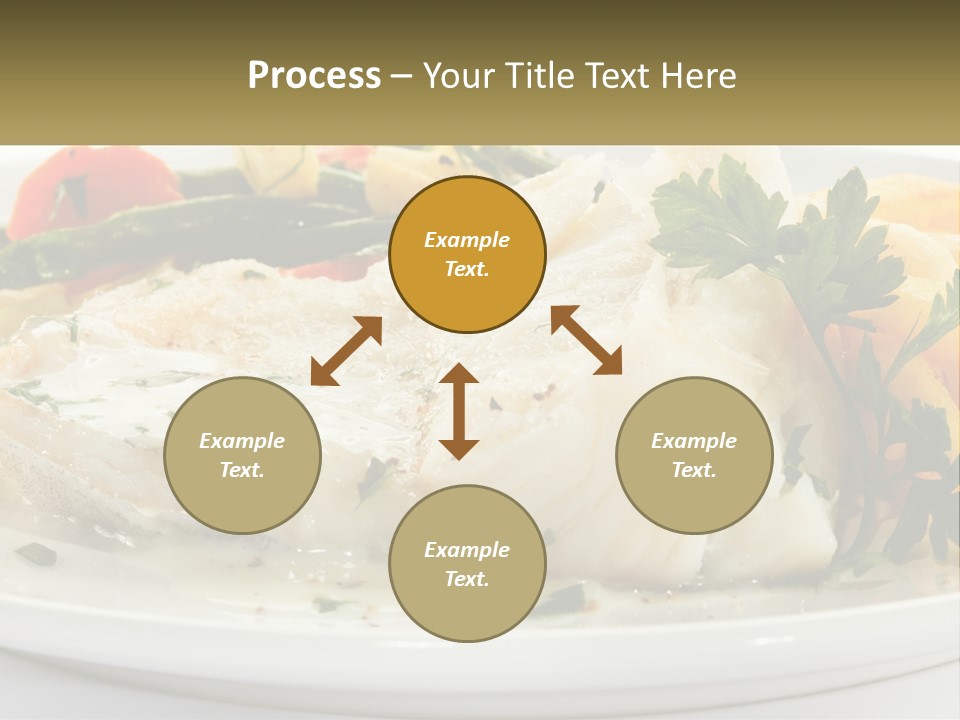 A White Plate Topped With Fish And Vegetables PowerPoint Template