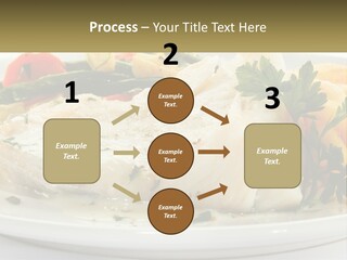 A White Plate Topped With Fish And Vegetables PowerPoint Template