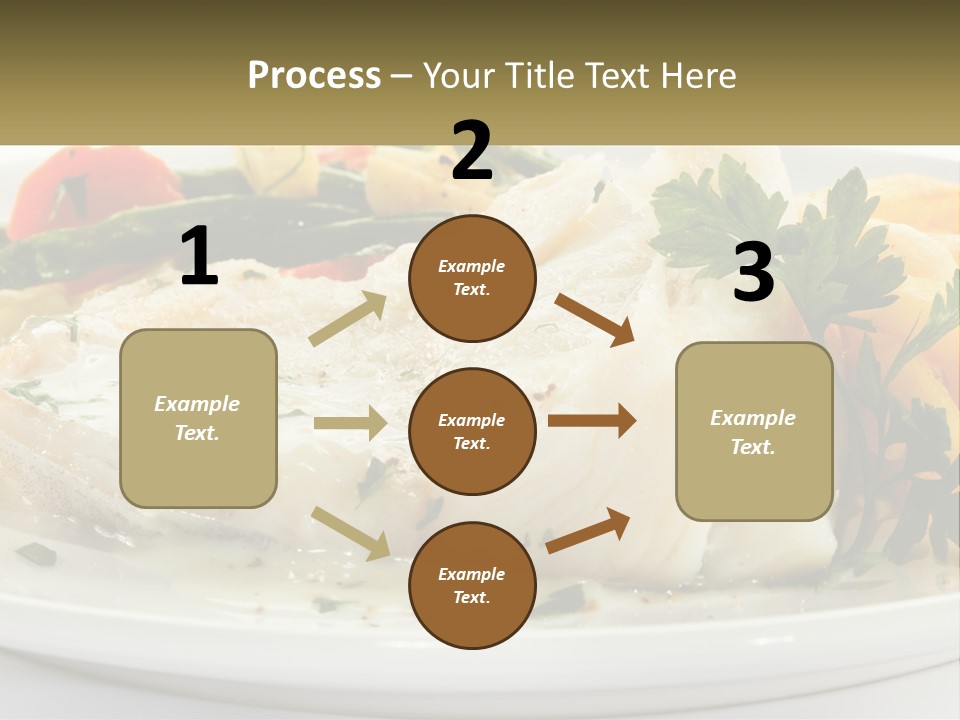 A White Plate Topped With Fish And Vegetables PowerPoint Template