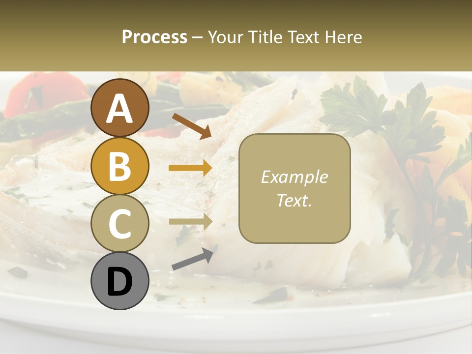 A White Plate Topped With Fish And Vegetables PowerPoint Template