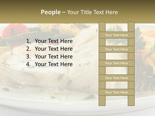 A White Plate Topped With Fish And Vegetables PowerPoint Template