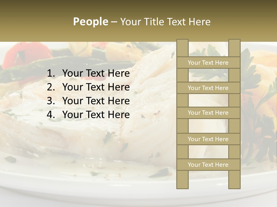 A White Plate Topped With Fish And Vegetables PowerPoint Template