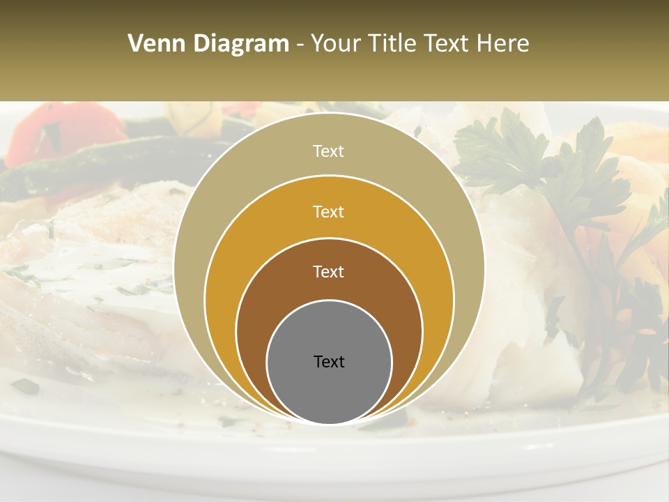A White Plate Topped With Fish And Vegetables PowerPoint Template