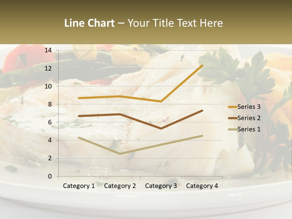 A White Plate Topped With Fish And Vegetables PowerPoint Template