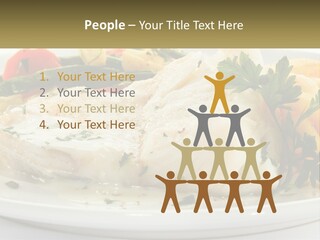 A White Plate Topped With Fish And Vegetables PowerPoint Template