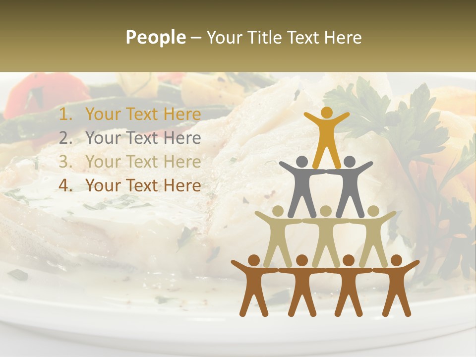 A White Plate Topped With Fish And Vegetables PowerPoint Template
