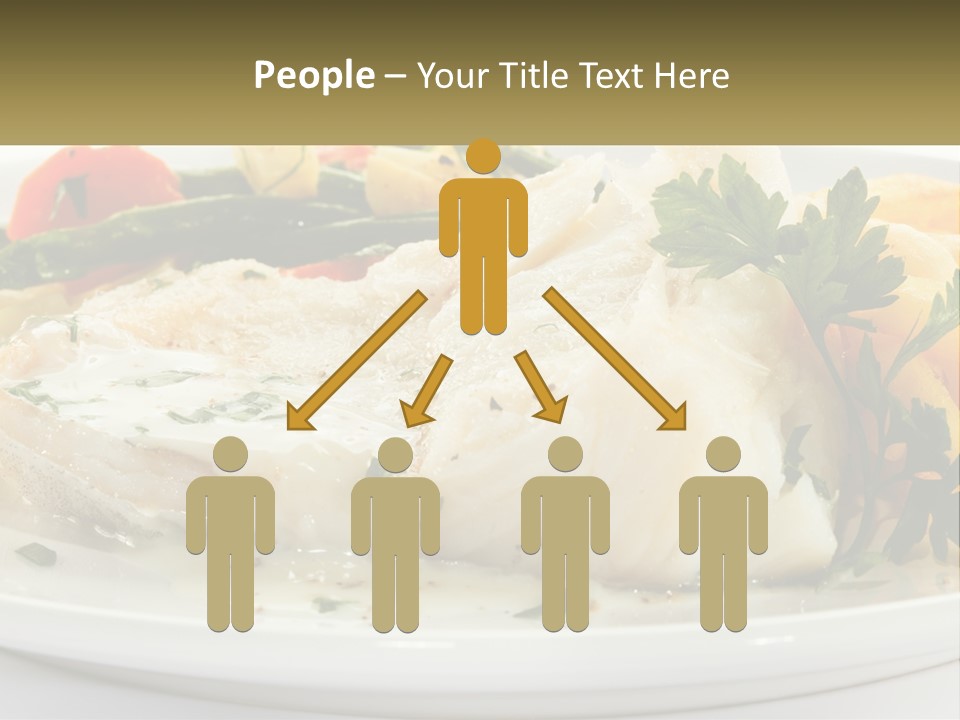 A White Plate Topped With Fish And Vegetables PowerPoint Template
