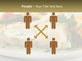 A White Plate Topped With Fish And Vegetables PowerPoint Template