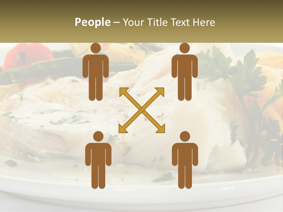 A White Plate Topped With Fish And Vegetables PowerPoint Template