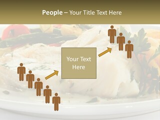 A White Plate Topped With Fish And Vegetables PowerPoint Template
