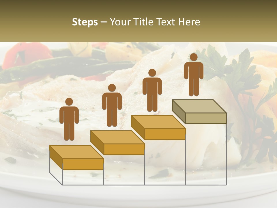 A White Plate Topped With Fish And Vegetables PowerPoint Template